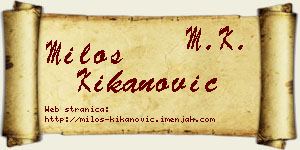 Miloš Kikanović vizit kartica